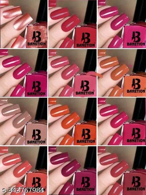 Banetion Matte Nail Polish, Multicolor, Pack of 12