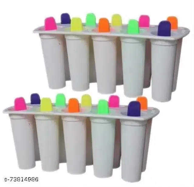 Plastic Ice Cream Moulds, White, Set of 2