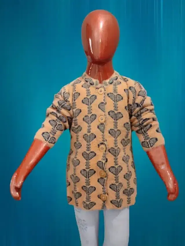 Wool Self Design Sweater for Girls (Beige, 7-8 Years)