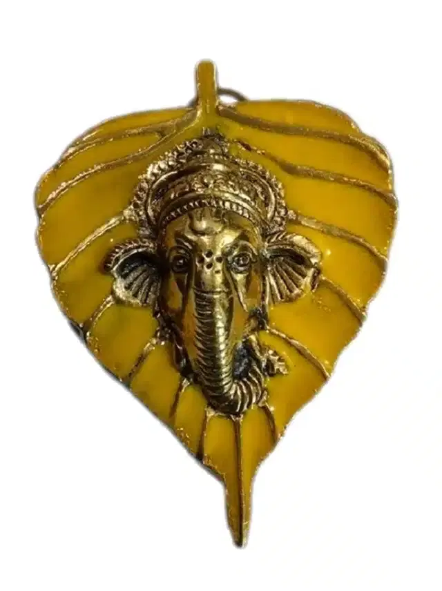 Wall Hanging Leaf Ganesh Idol for Home Decor, Yellow