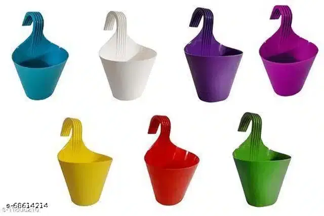 Plastic Hanging Planters, Multicolor, Pack of 7
