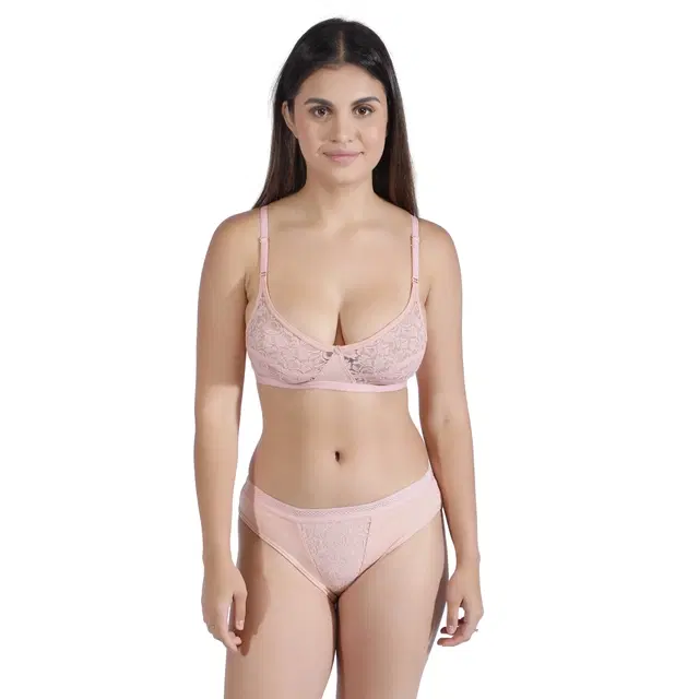 Proleaf Spun Snicker Non Padded Lingerie set for women, Light Pink, Pack of 1 (34 A)