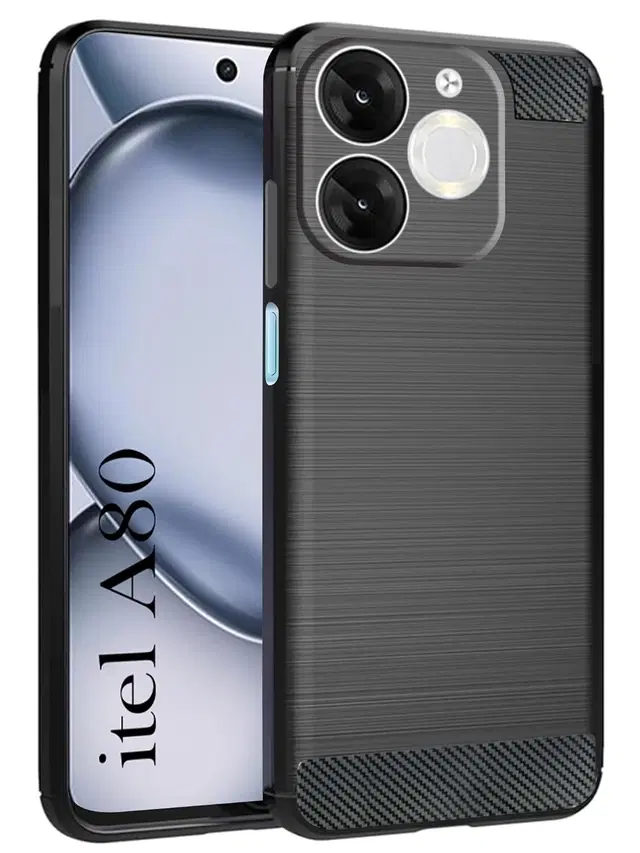 Silicone Mobile Back Cover for Itel A671Lc / Itel_A80, Black