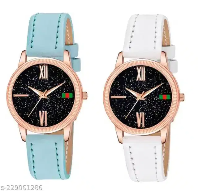 Analog Watch for Women, Pack of 2 (Multicolor)
