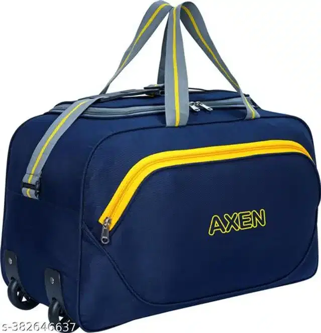 PU Trolley Duffel Bag for Men & Women, Navy Blue