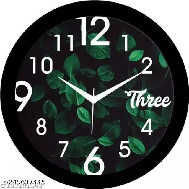Designer Analog Wall Clock, Black & Green