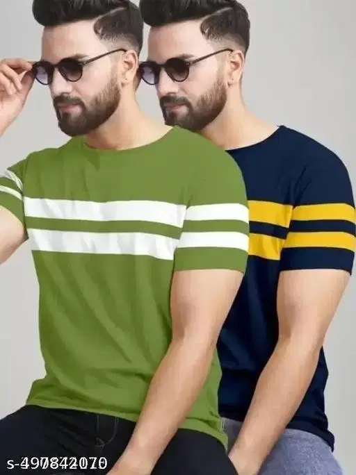 Cotton Blend T-shirt for Men, Multicolour, Pack of 2 (XXS)