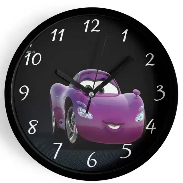 Analog Cars Wall Clock for Home, Black, 7 Inches
