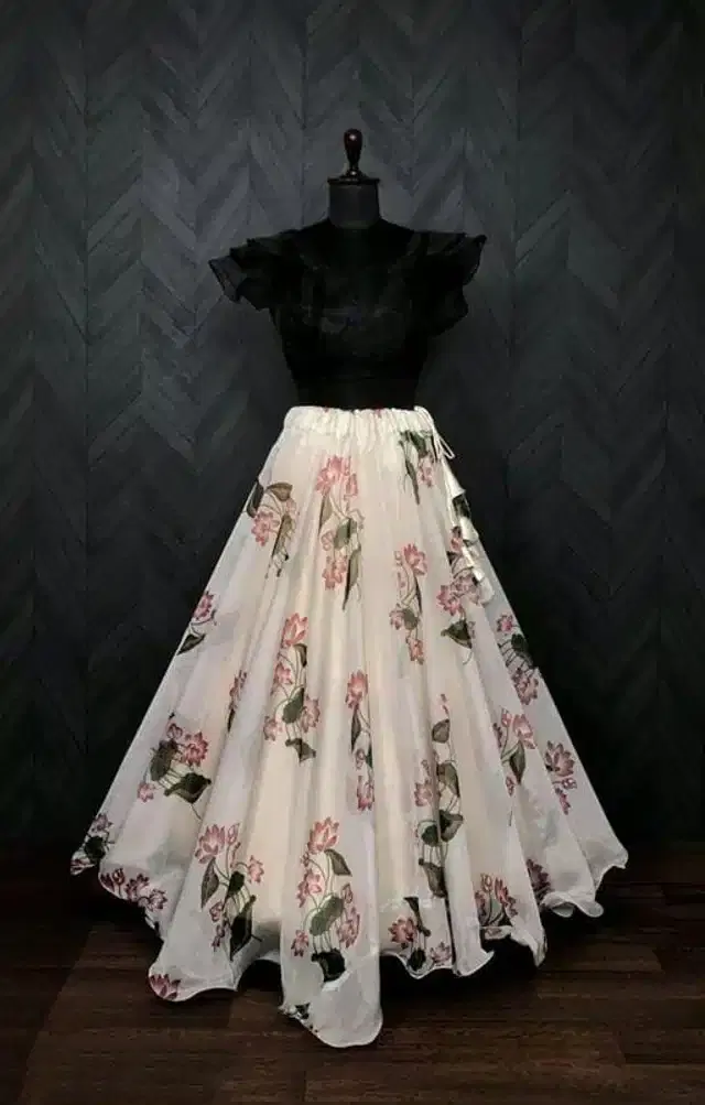 Ready to Wear Lehenga Choli for Women (White, S)