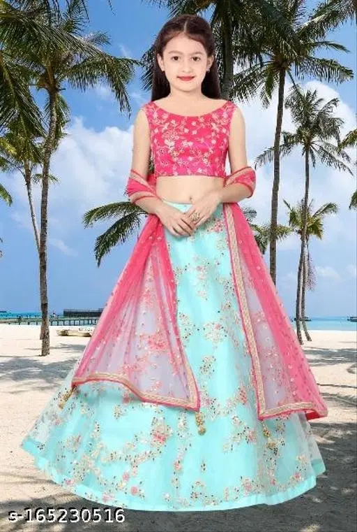 Embroidered Lehenga Choli for Women (Pink, 4-5 Years)