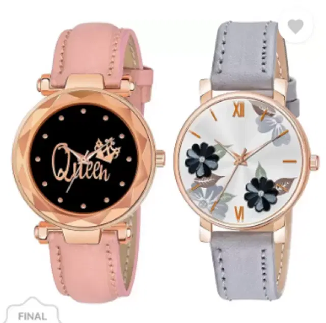 Analog Watch for Women & Girls, Pack of 2 (Multicolor)