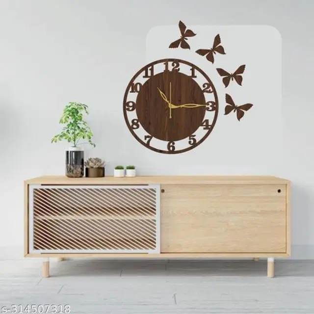 Wooden Wall Clock for Home, Brown