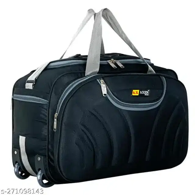 Polyester Trolley Duffel Bag for Men & Women, Black