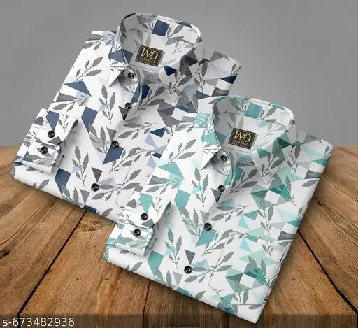 Printed Shirts for Men (Multicolor, L)