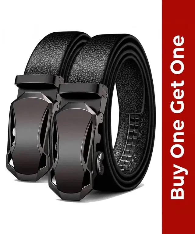Textured Casual Belt for Men, Buy 1 Get 1, Black, Size 34