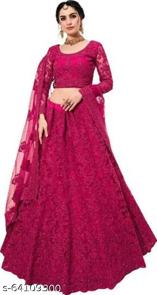 Cotton Blend Lehenga Choli for Women (Pink, Free Size)