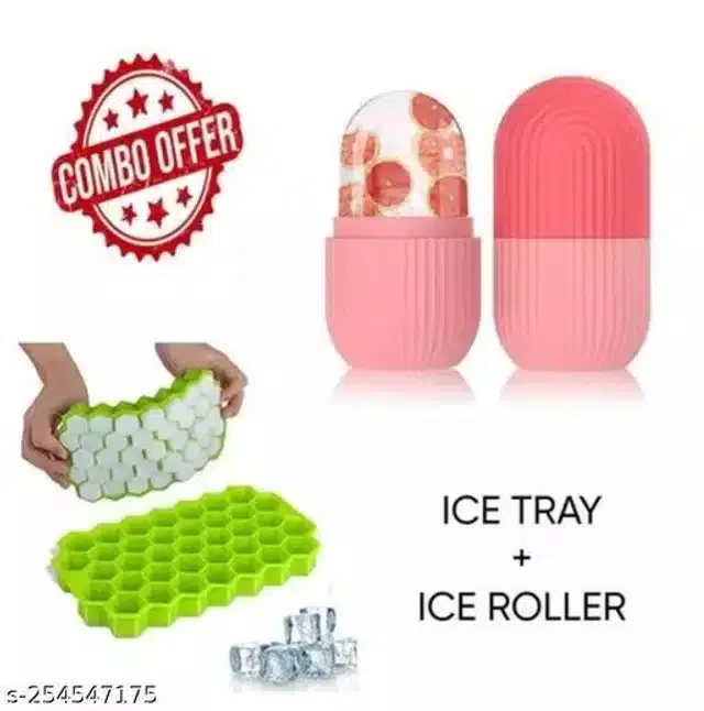 Ice Cube Moulds With Face Roller, Green & Red, Pack of 2