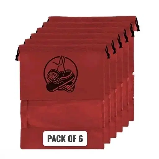 Non-Wovwn Shoes Bags,Red, Pack of 6