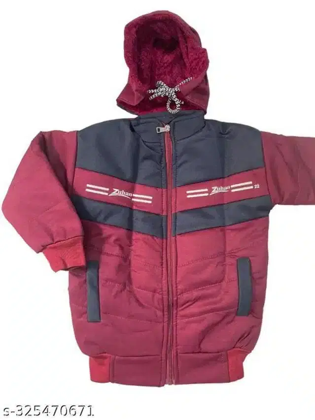 Linen Jacket for Boys (Maroon & Black, 2-3 Years)