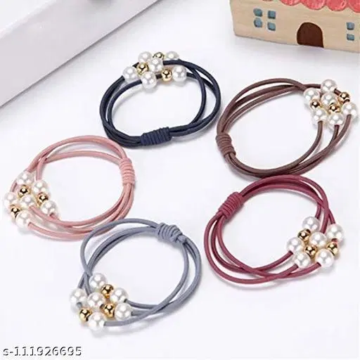 Stylish Scrunchies for Women, Pack of 5 (Grey)
