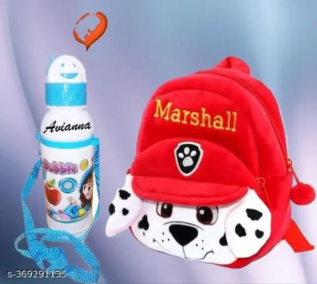 Synthetic Backpack with Sipper for Kids, Multicolor, Set of 2