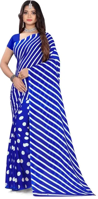 Georgette Printed Saree for Women, Blue