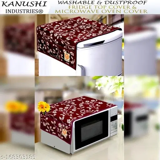 KANUSHI Industries® Fridge Covers/Refrigerator Cover + 1 Pc Microwave/Oven Cover for Top (Color- Maroon)(Copy-FRI+Micro-Maroon-Raj)…