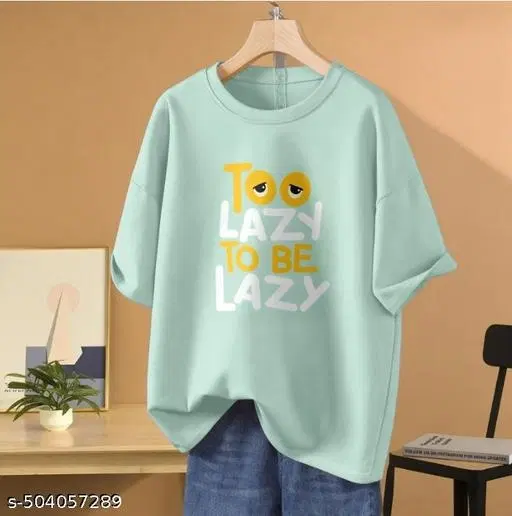 Cotton Blend Printed T-Shirt for Women, Mint Green (XXS)