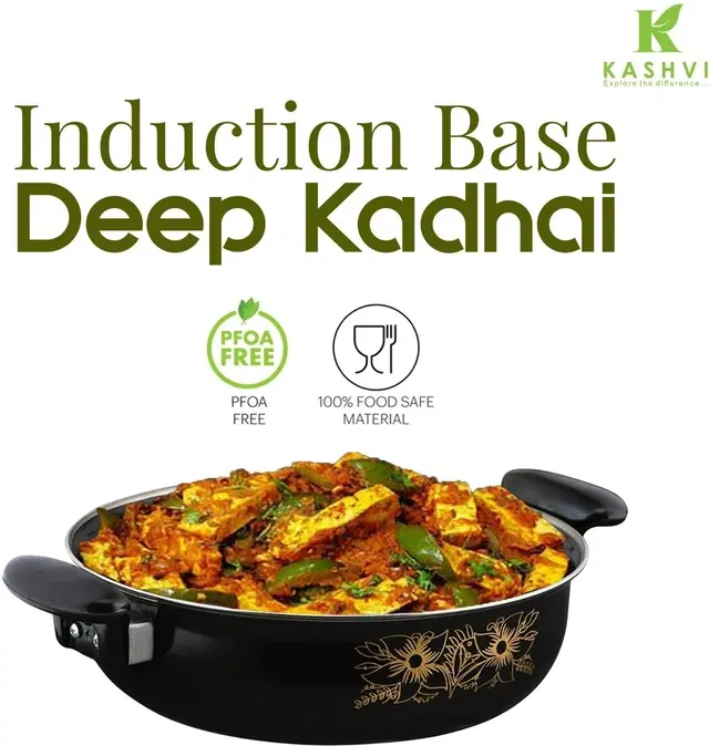 Cast Iron Kadai, Black, 28 cm