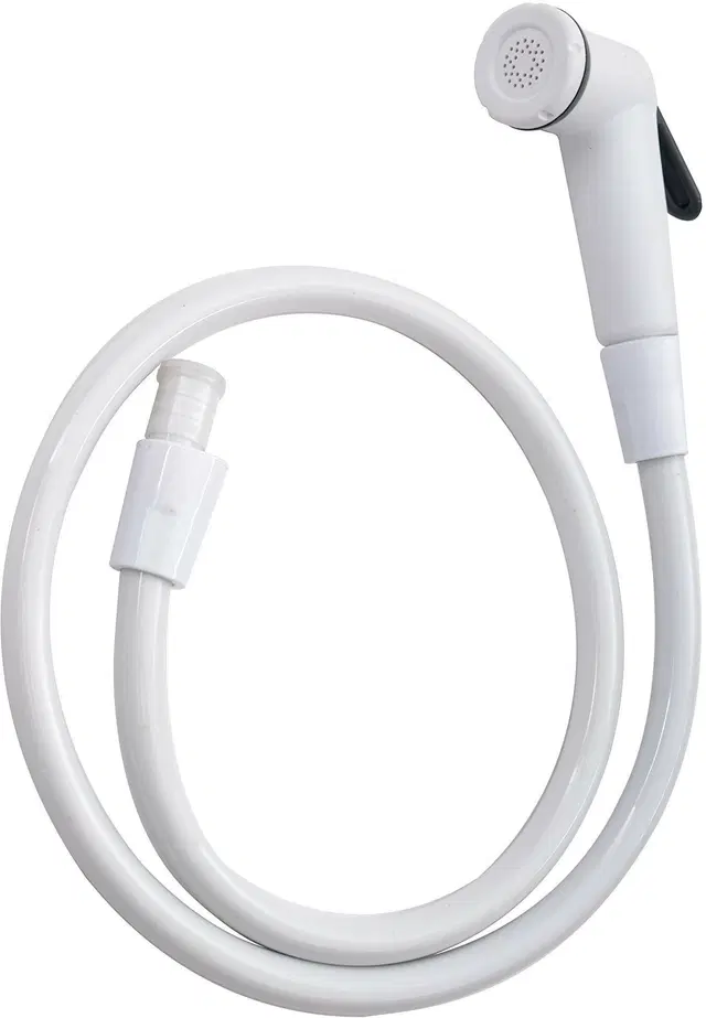 Health Faucet Head with 1 meter Hose & Wall Holder, White, Set of 1