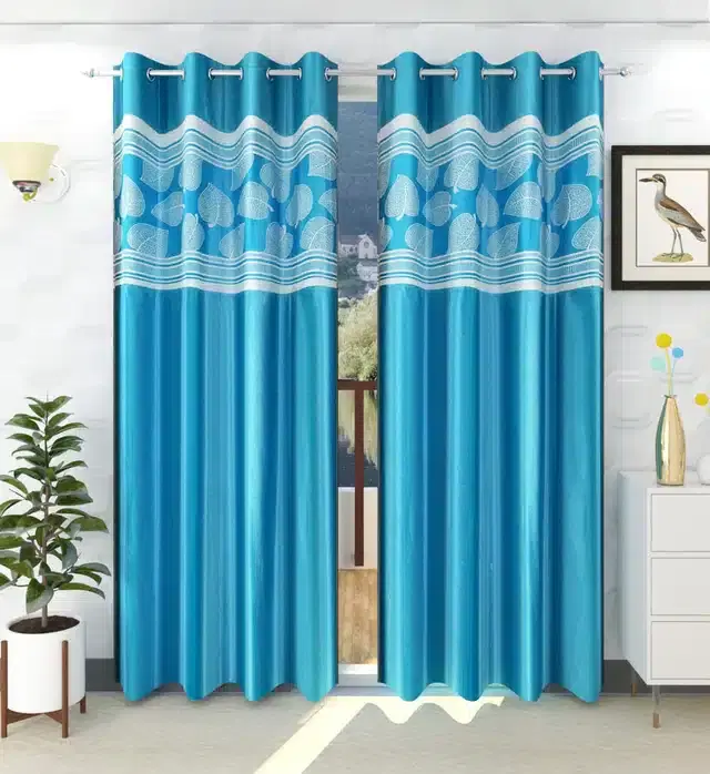 Door Curtains, Pack of 2, Aqua Blue, 7 feet