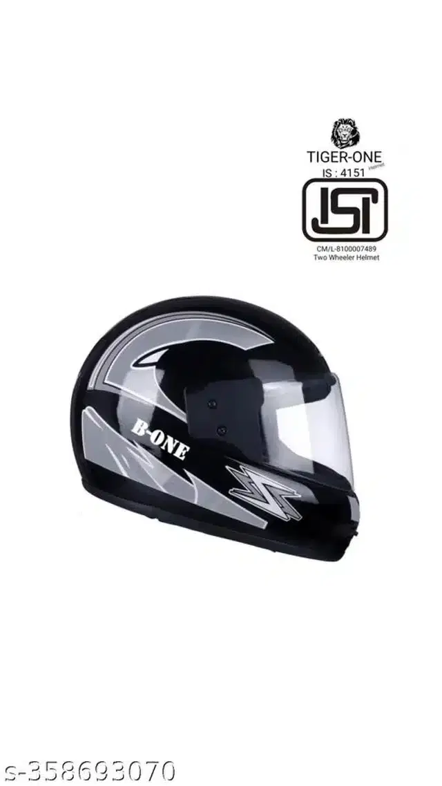 Full Face Helmet for Men & Women, Black & Grey