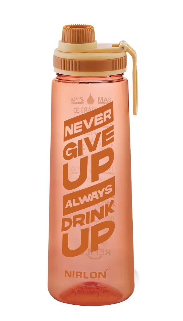 Nirlon Clear Sip Motivational Fitness Sport Water Bottle 800Ml & Time Maker, Leak-Proof, Bpa-Free,  Toxin Free Plastic Drink Bottle Design For Unisex At Gym, School, Office ( Brown )