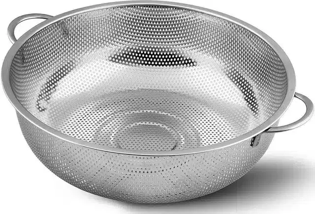 Kitchen Strainer with Handle Bowl , Silver