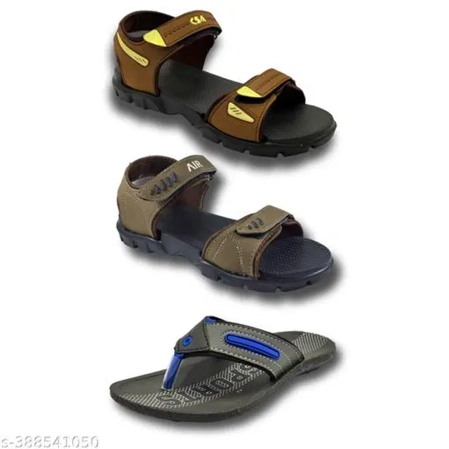 Sandals with Flipflop for Men, Pack of 3 (Multicolor, 6)