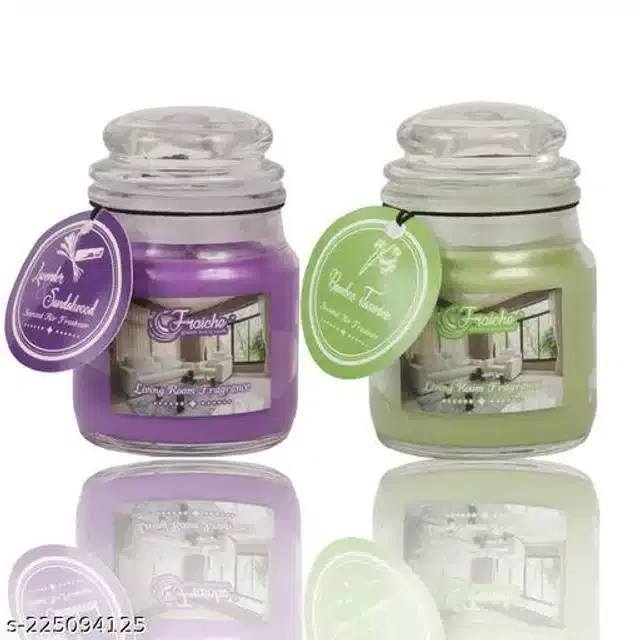 Scented Glass Jar Candles, Purple & Olive, Pack of 2