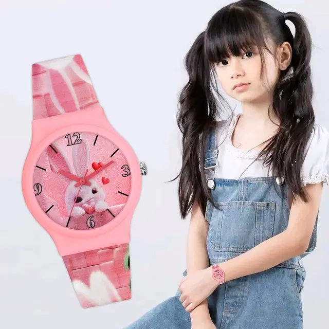 LORETTA Silicone Straps Analog Watch for Kids (Pink)