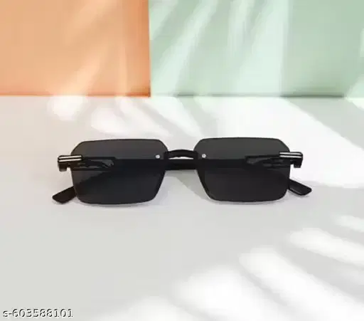 UV Protected Squar Shape Plastic Sunglasses for Men & Women, Black