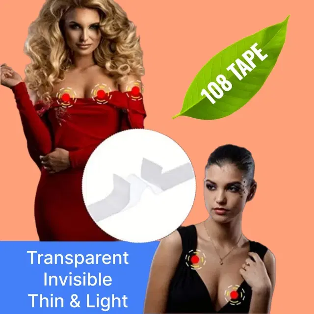 Acrylic Film Clothing 108 Double Sided Tape Strips, Transparent, Set of 1