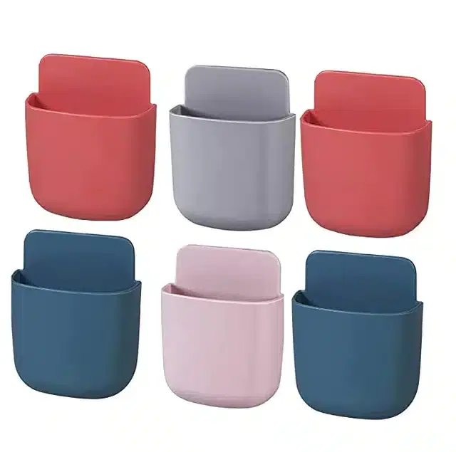 Wall Mounted Plastic Mobile Holder, Multicolor, Pack of 6