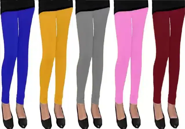 Solid Leggings Combo for Girls, Pack of 5 (Multicolor, 2-3 Years)