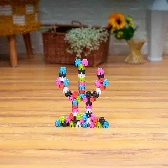 Plastic Educational Hexagonal 100 Pcs Building Blocks Toy Set for Kids, Multicolor