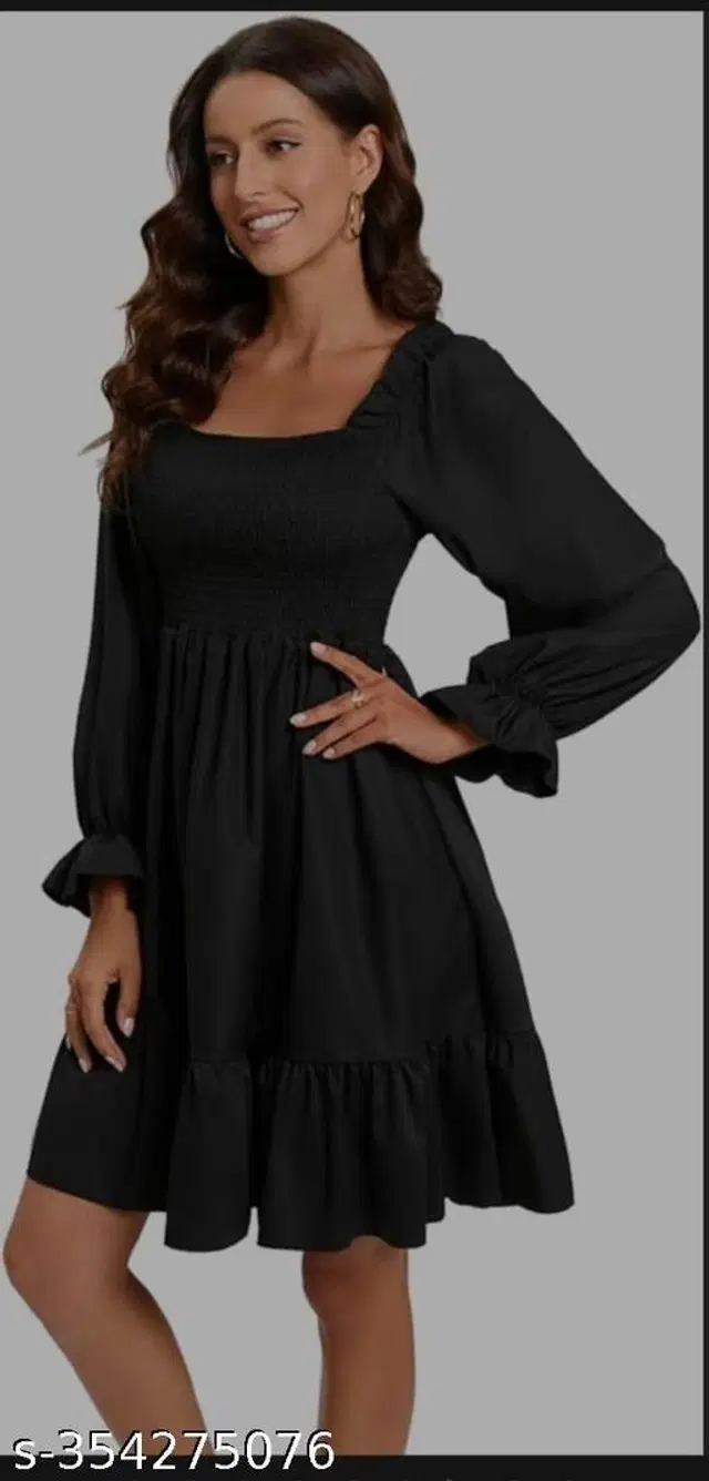 Poly Crepe Dress for Women (Black, XL)