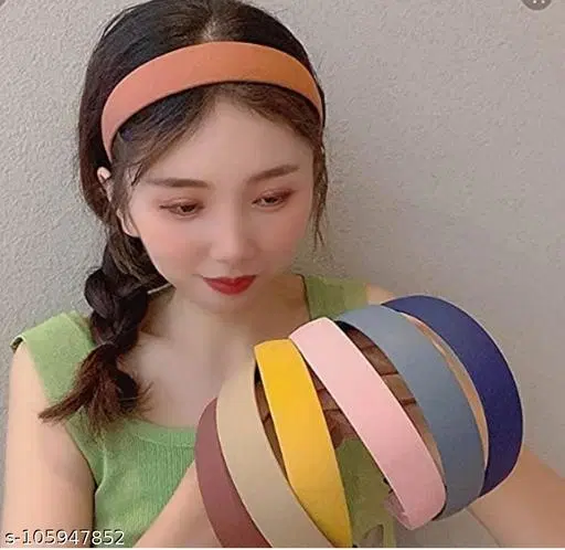 Plastic Hair Band for Women, Pack of 12 (Multicolor)