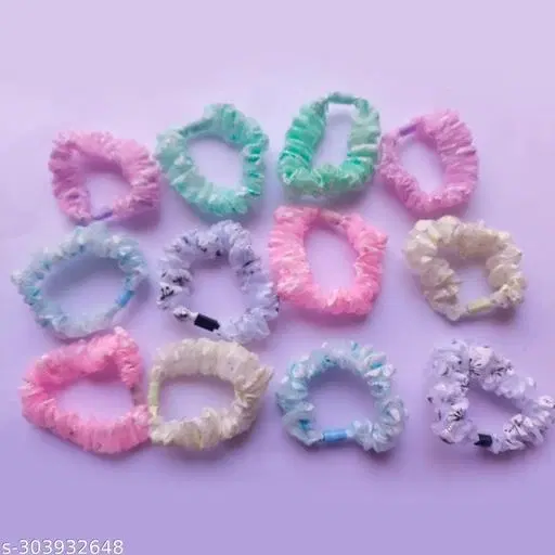 Rubber Band Scrunchies for Women (Blue, 3 Pcs)