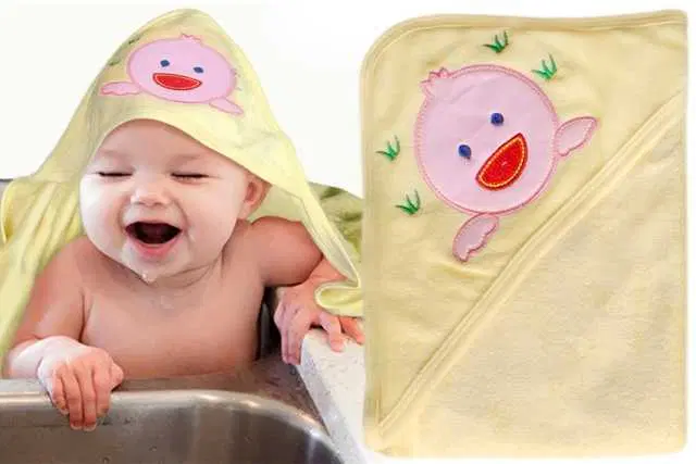 Cotton Hooded Bath Towels for Newborn Baby Wash Cloth Toddlers, Multicolors, 75x75 cm, Mo-367