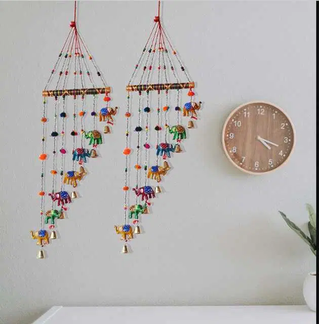 Wooden Bamboo Windchime For Living Room & Bedroom Decoration, Pack Of 2, Multicolor, RS-031