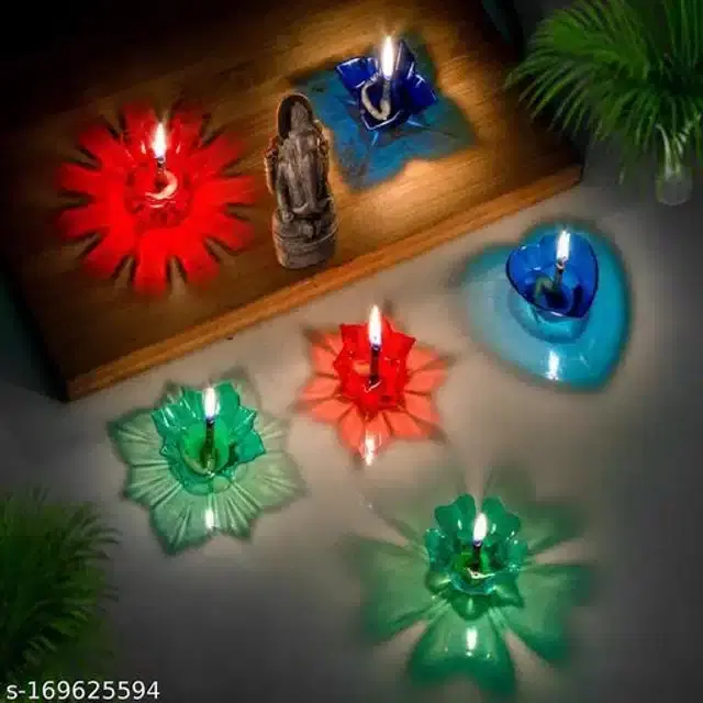 3D Diya Diwali Lights, Assorted, Pack of 12