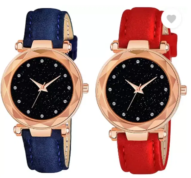 Analog Watch for Women & Girls, Pack of 2 (Multicolor)