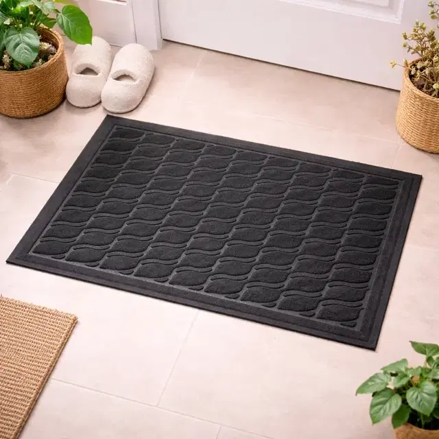Felt Wave anti-slip Door Mat (37*57 cm), Black